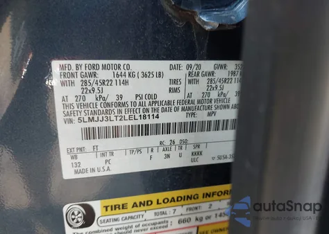 2020 Lincoln Navigator L Reserve из США, поврежденный, VIN 5LMJJ3LT2LEL18114